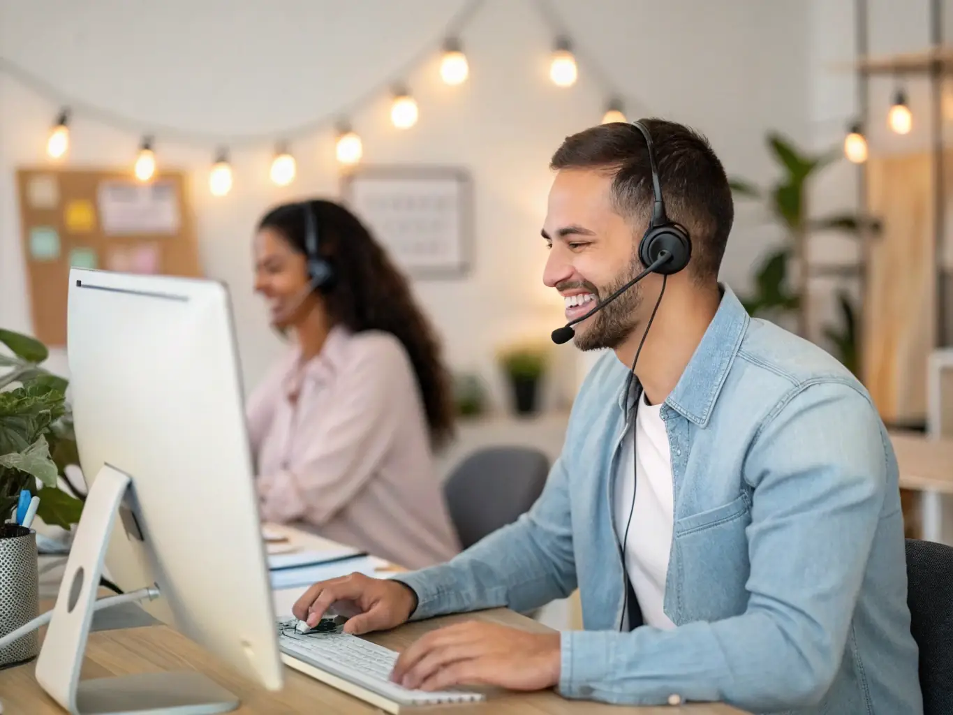 A customer support representative assisting a client remotely, showcasing the ongoing support and maintenance provided for car audio systems.